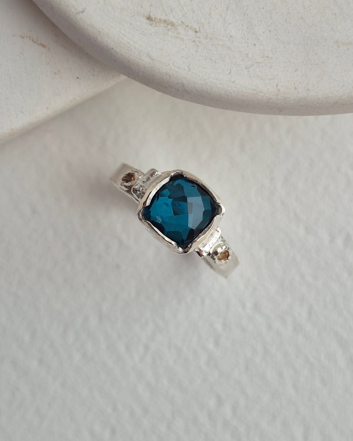 Cushion Quartz & Sapphire Ring