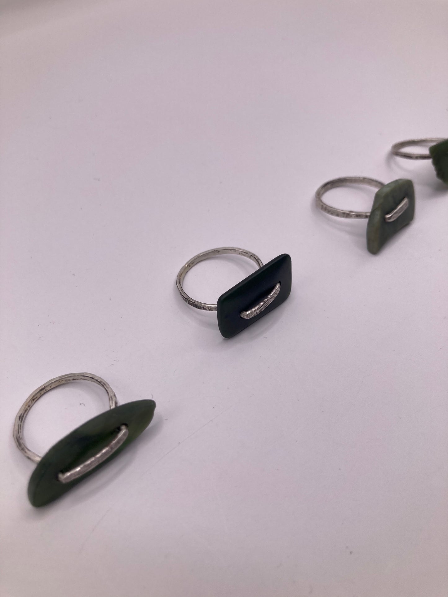 Pounamu and Silver Loop Ring