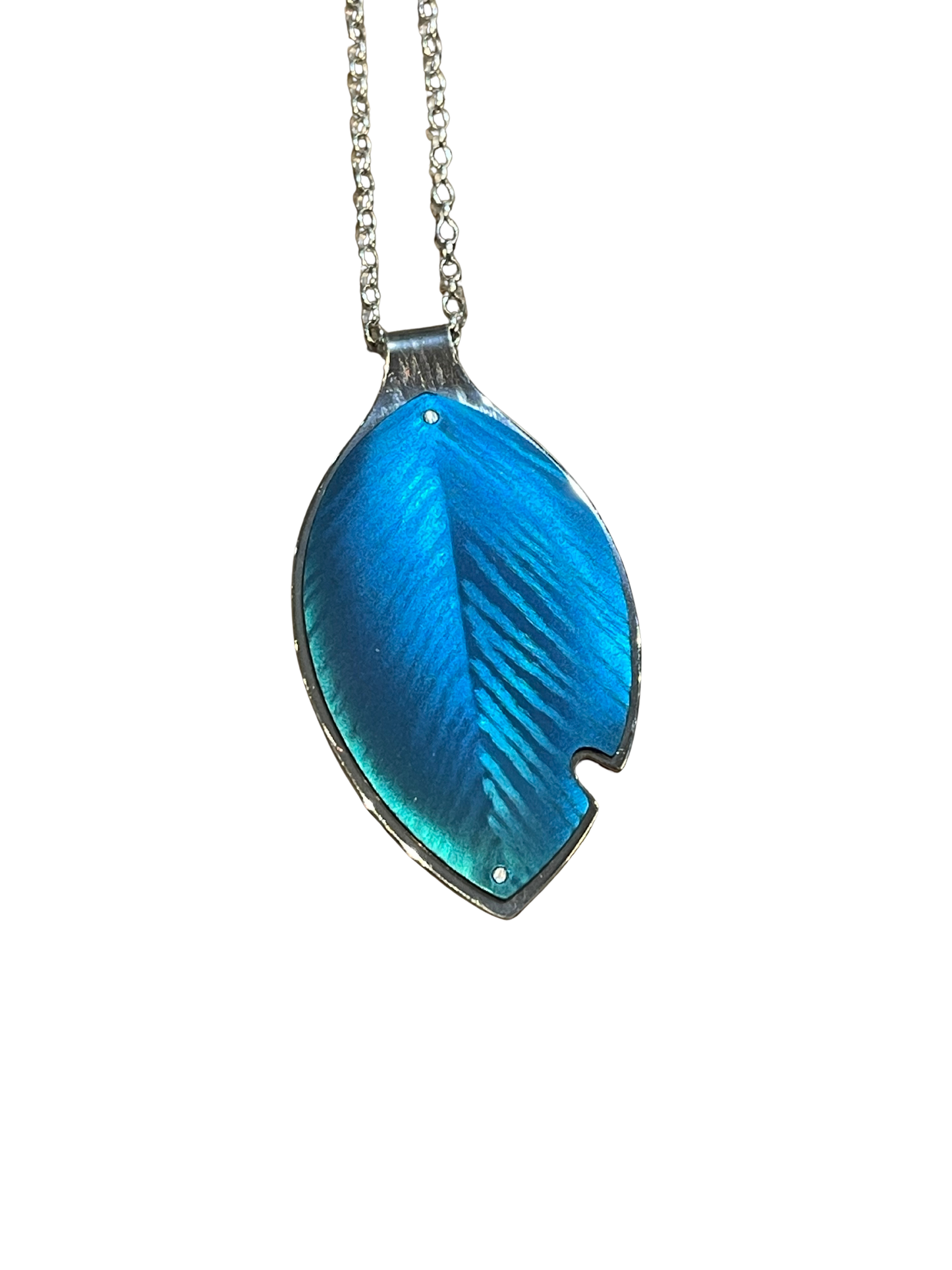 Blue Pohutukawa Leaf with Bite Pendant