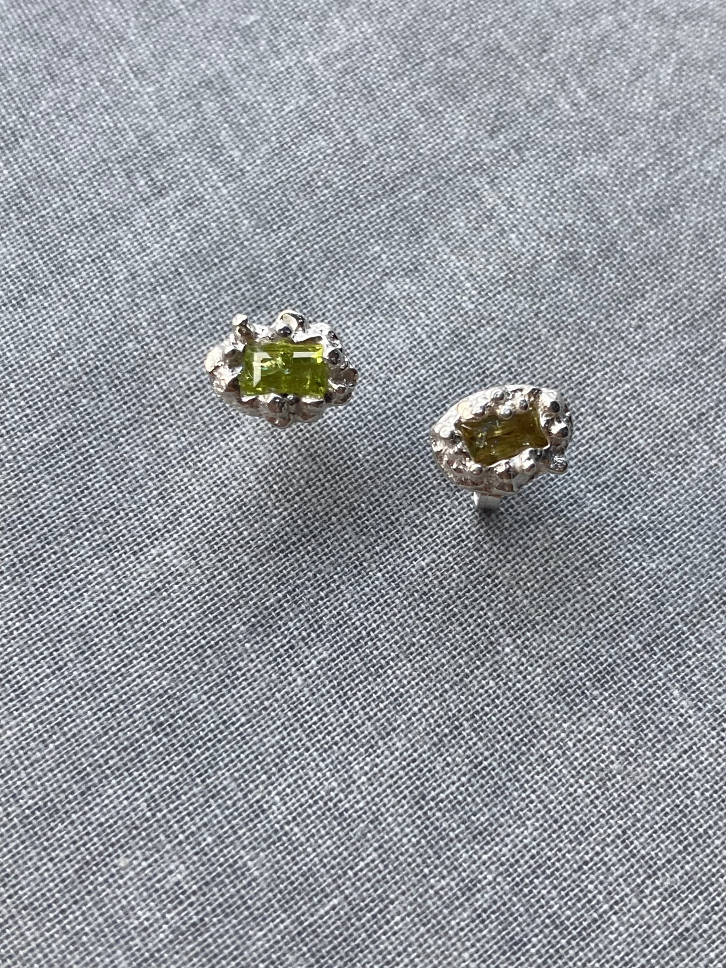 Coral Yellow - Silver & Lab Grown sapphire stud earrings