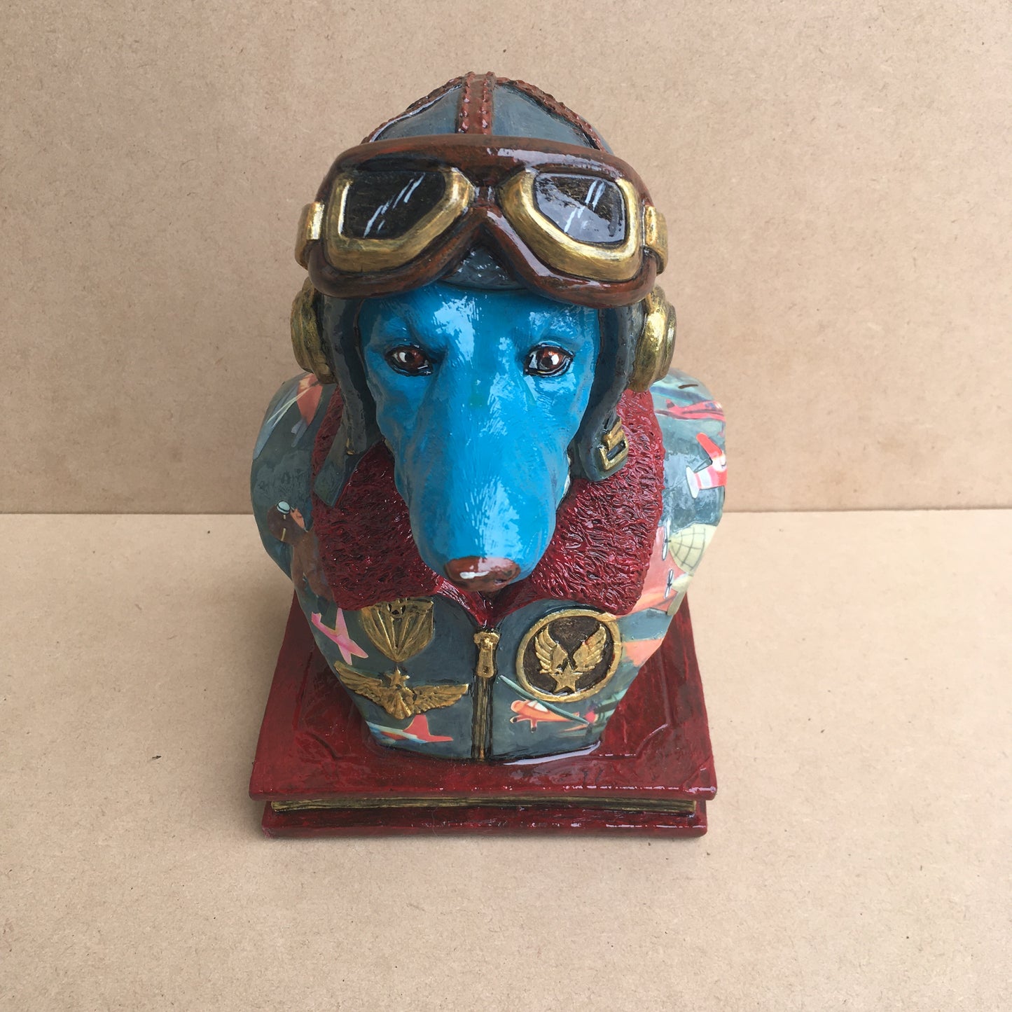 Pip the Pilot Dog - Mixed Media Sculpture