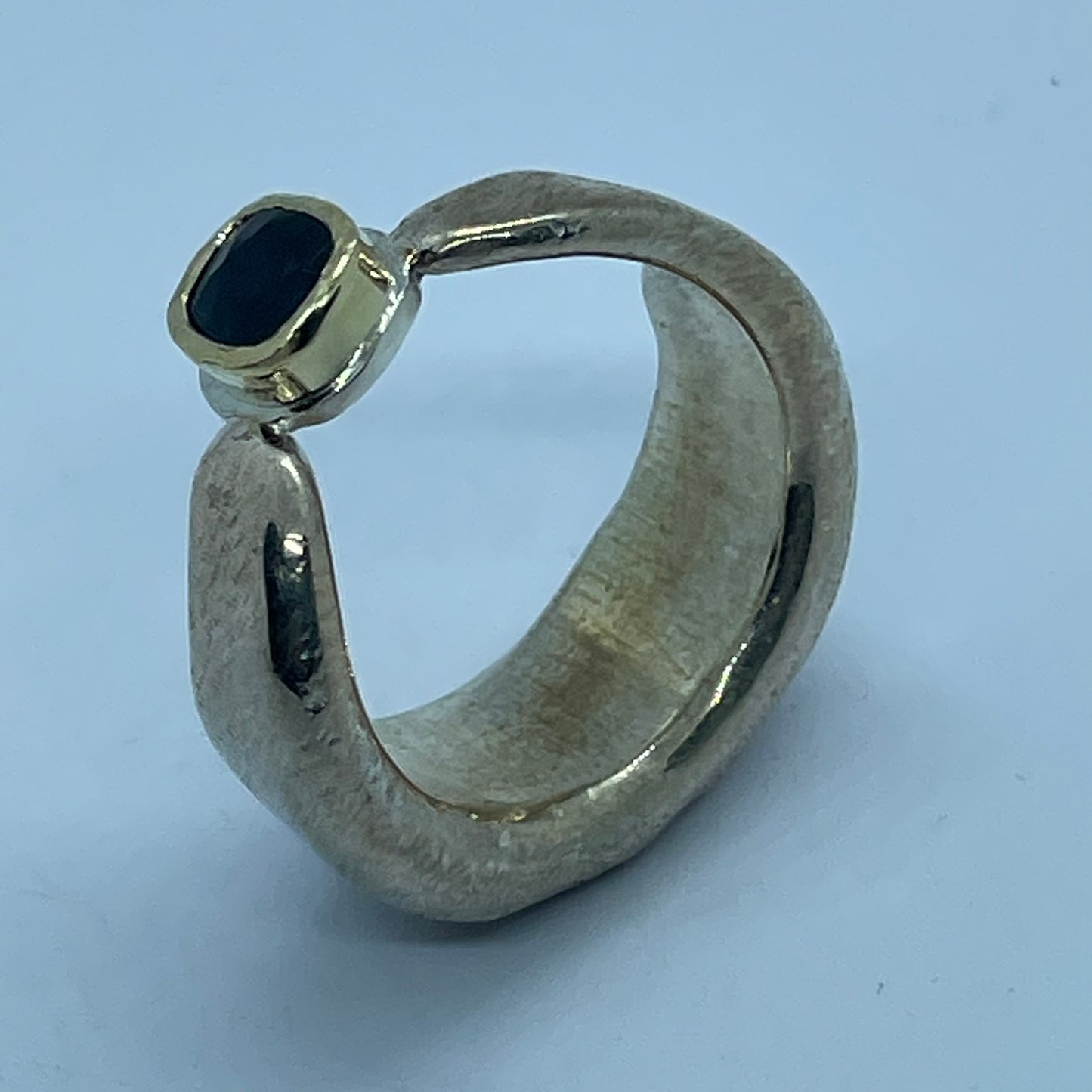 Sapphire Shibuichi Wood Cast Ring