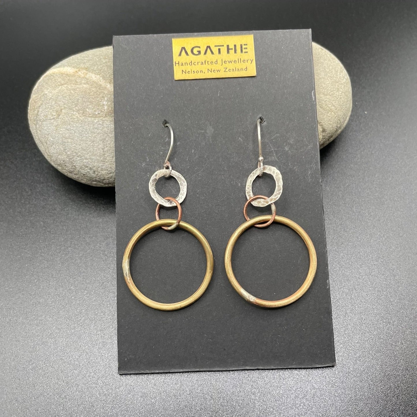 Silver, Copper and Brass Hoop Earrings