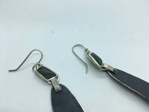 Recycled Silver and Pounamu Long Earrings