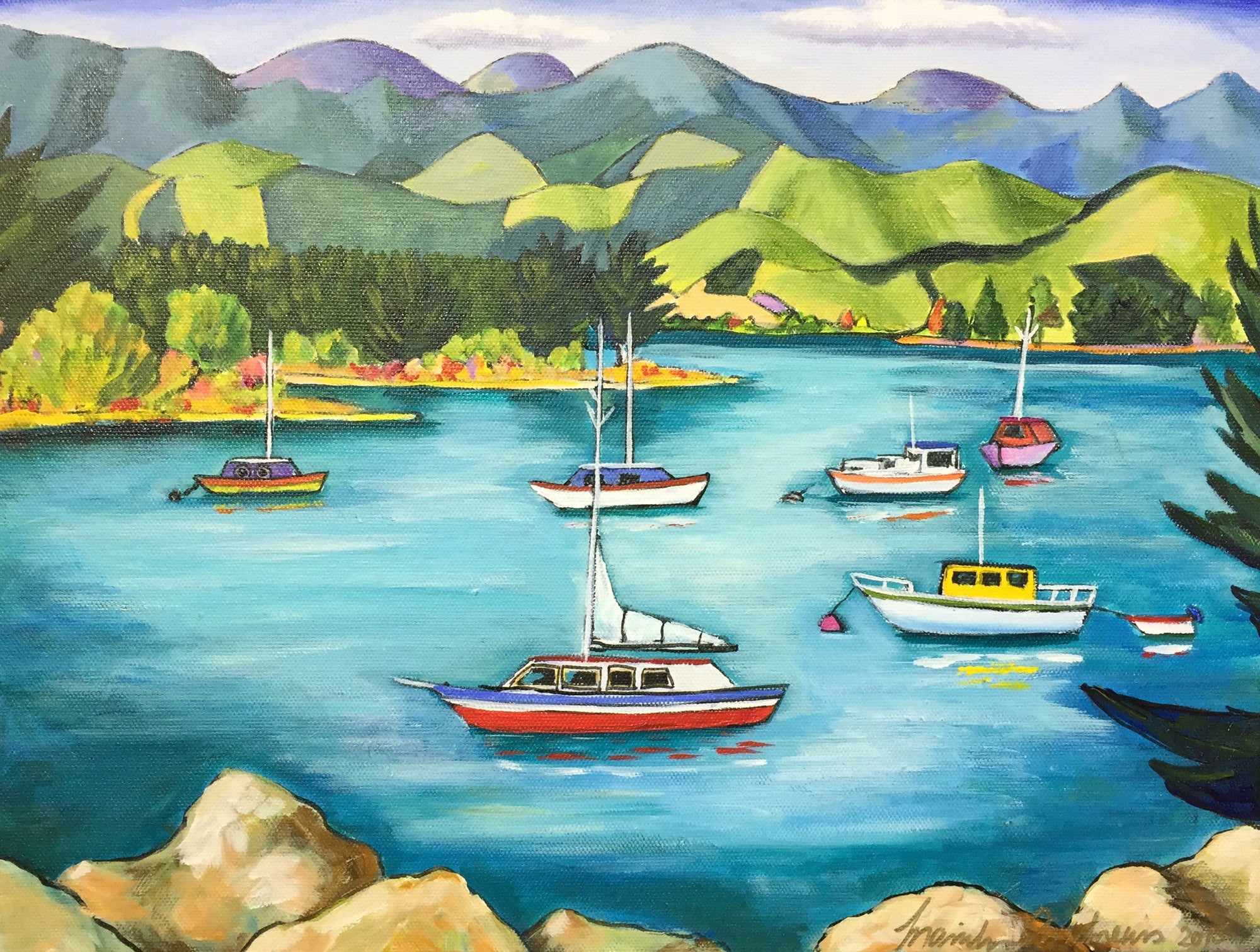 Mapua Estuary From Appleshed Café - Original Painting