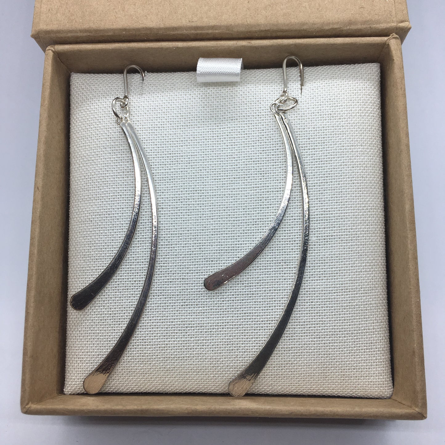 Double Feathered Earrings - Silver