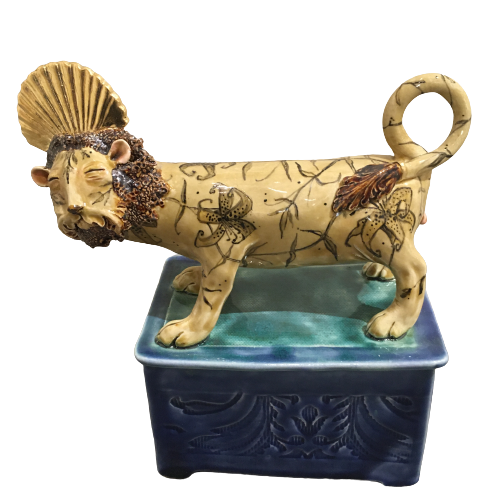Glided Lion (Tiger Lily Tattoos) - Ceramic Sculpture