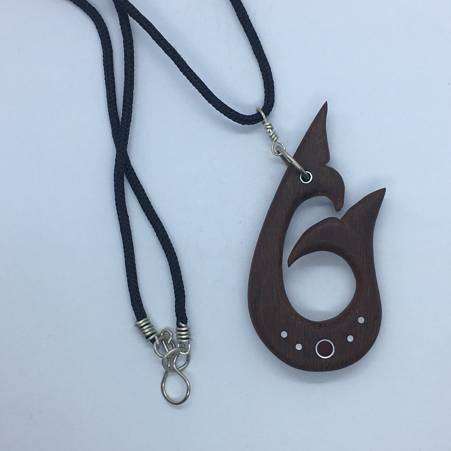 Wood Inlay Whale Tail Pendant