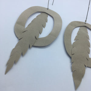 Tan Feather and Hoop Earrings