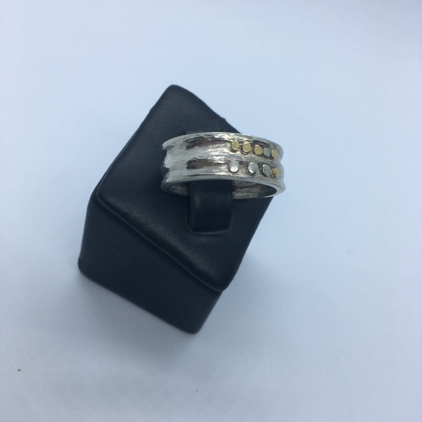 Gold Dot Detail Silver Ring