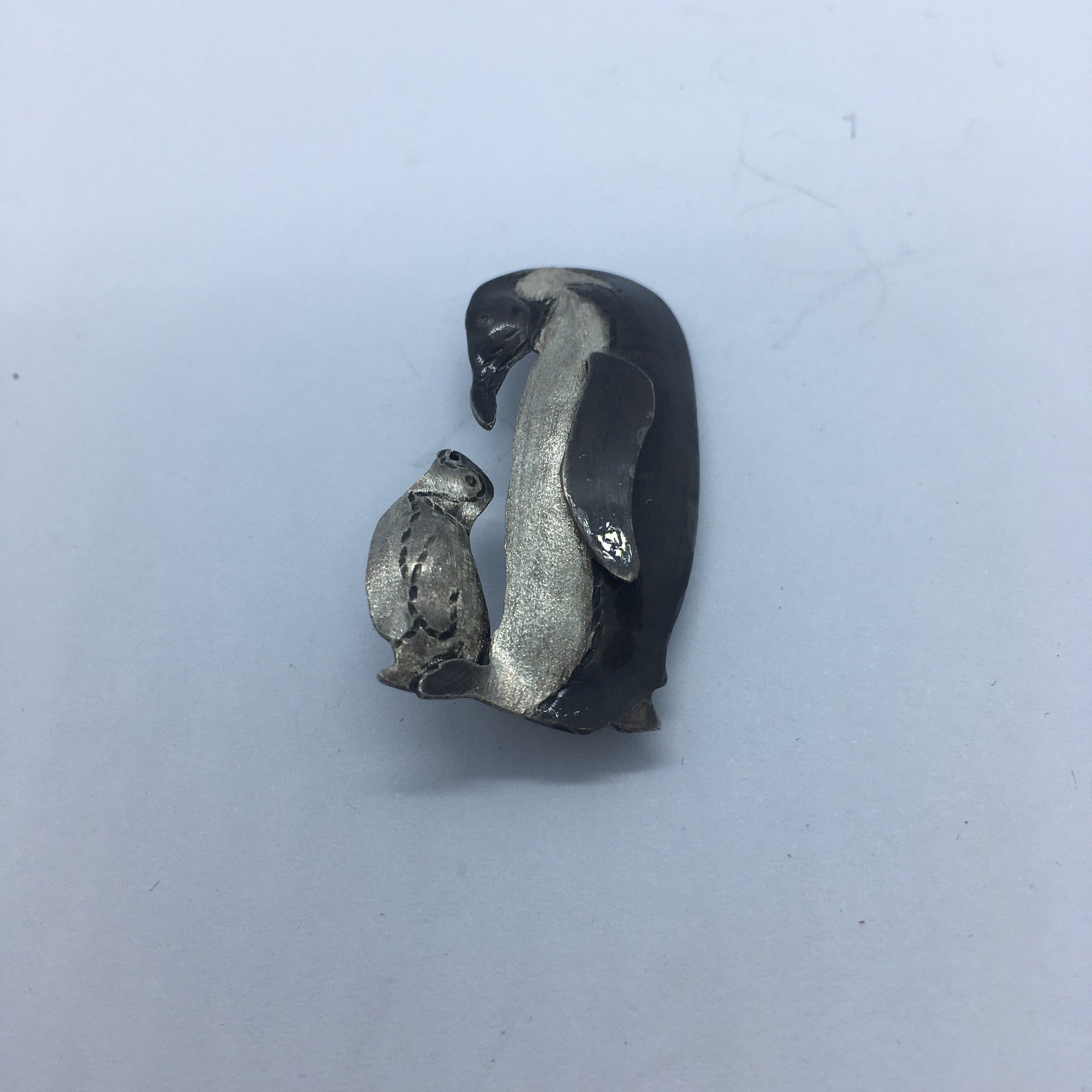 Silver Emperor Penguin Brooch