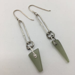 Recycled Silver and Spoon River Pounamu Earrings