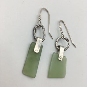 Recycled Silver and Spoon River Pounamu Earrings