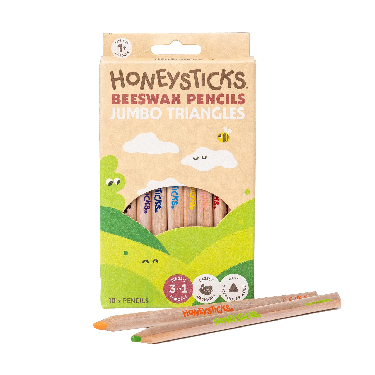 Honeysticks Magic 3-in-1 Beeswax Pencils Jumbo Triangles 10pk
