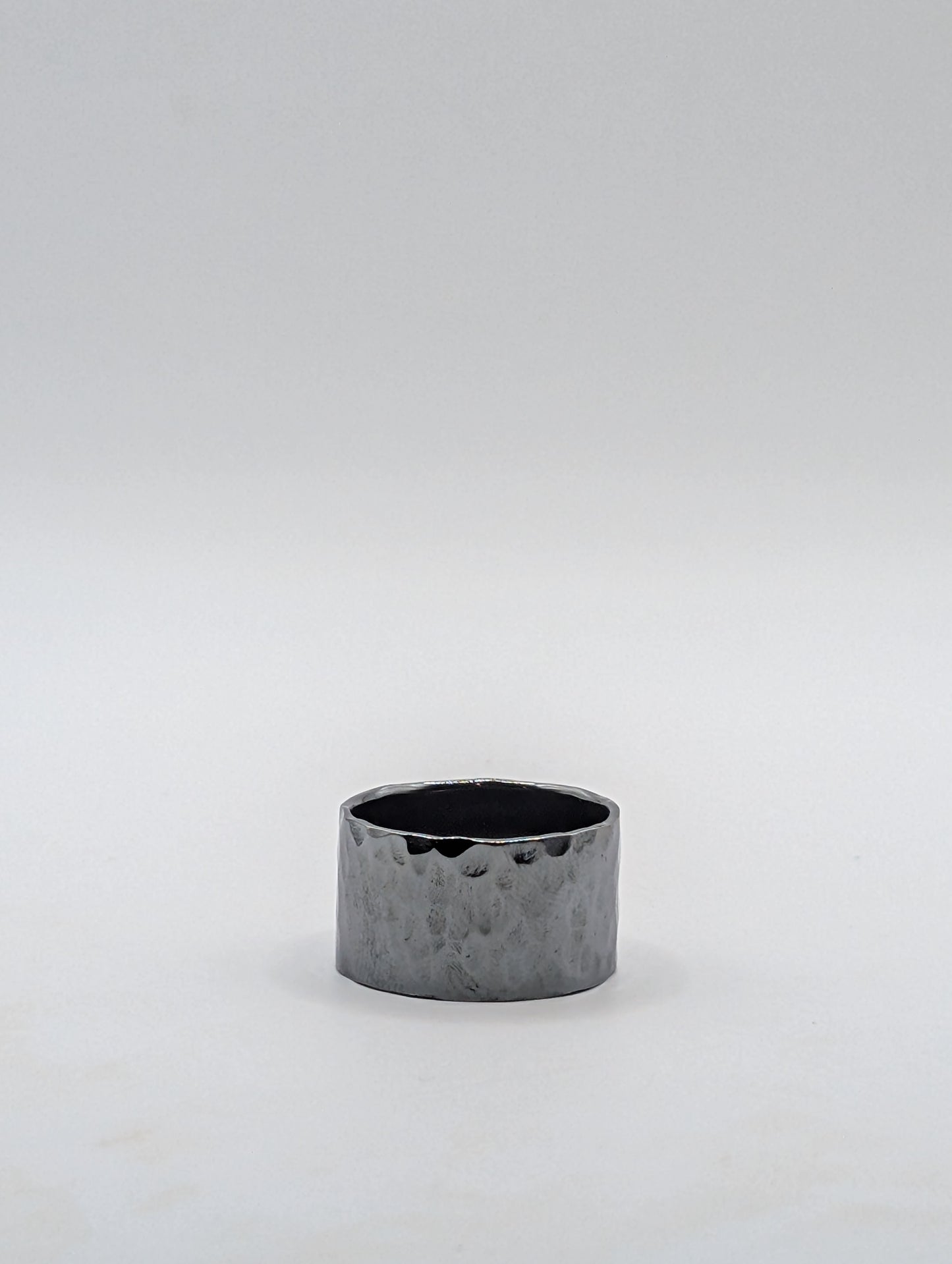 Sterling Silver Hammered Ring - Oxidized Mirror Finish