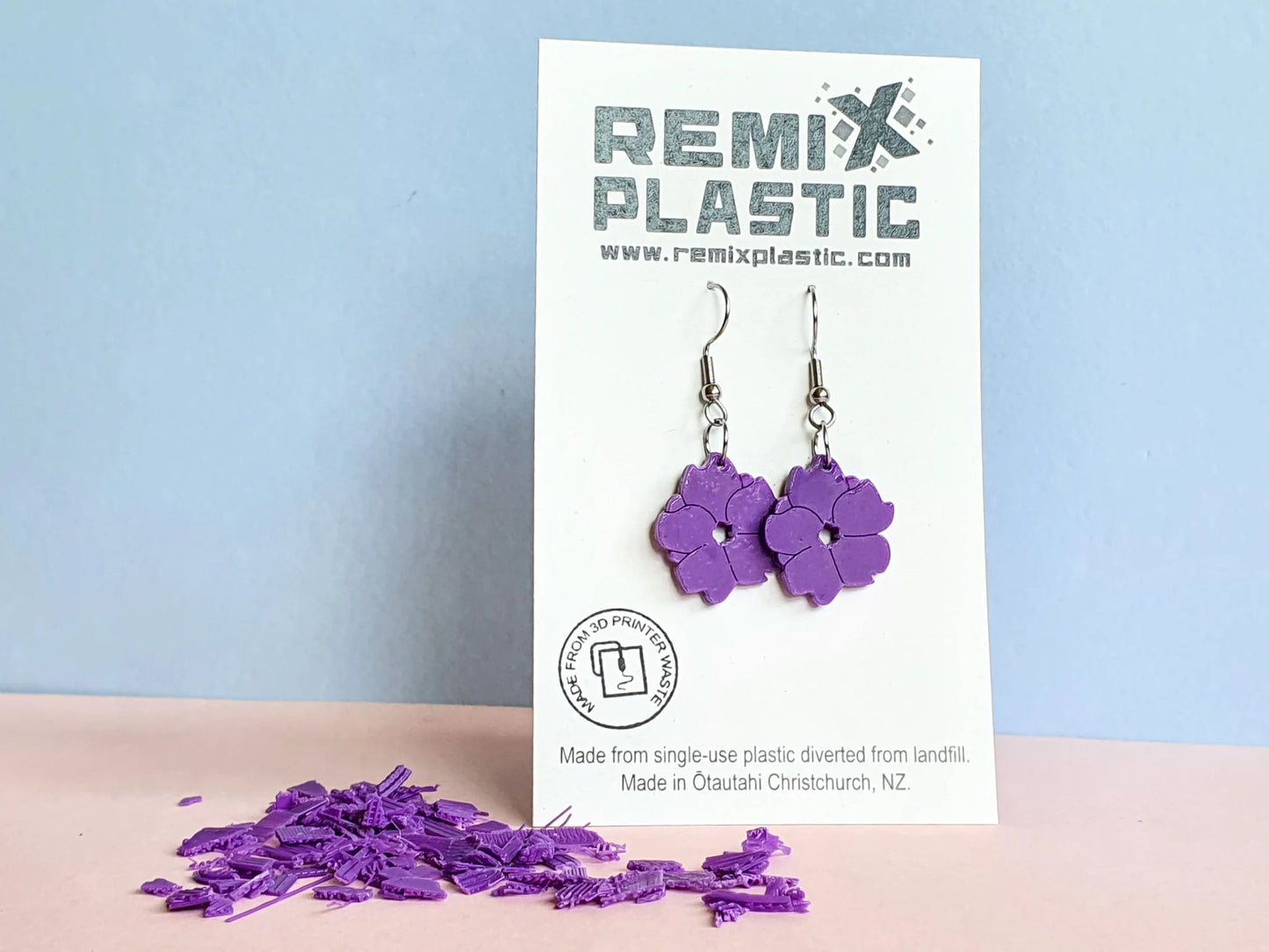 Poroporo Earrings - Recycled 3D Printer Waste