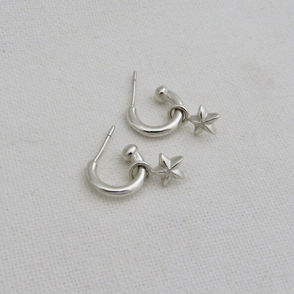 Star Baby Hoop Earrings - Silver