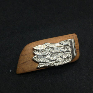 Feather Brooch on Rimu