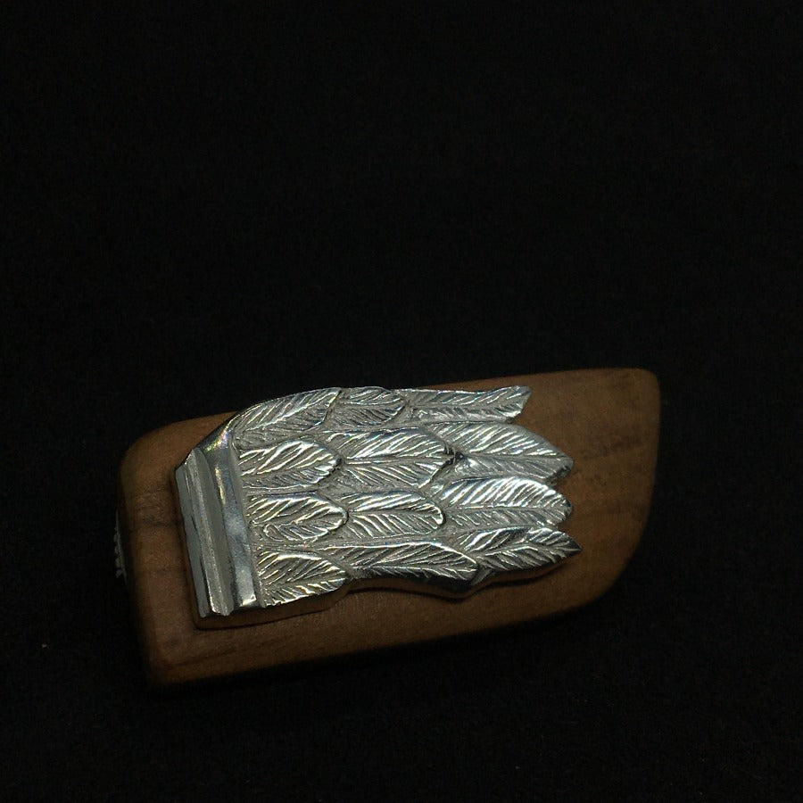 Feather Brooch on Rimu