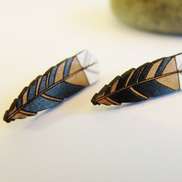 Huia Feather Rimu Earrings