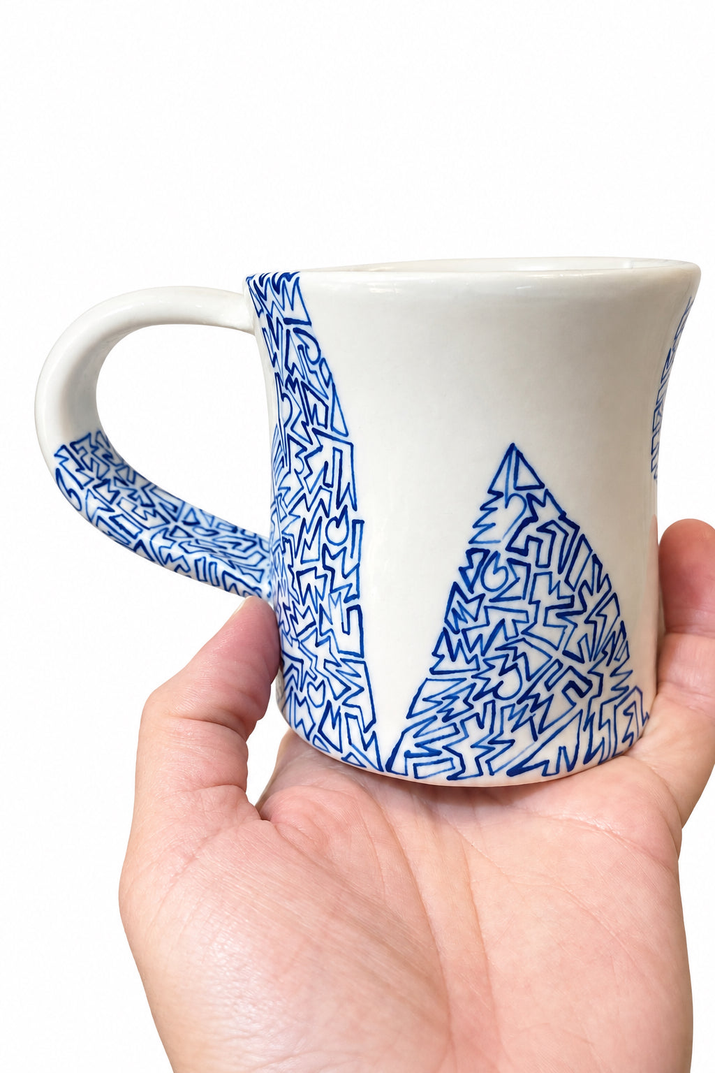 Blue & White Line Work Mug – Everyday Mugging