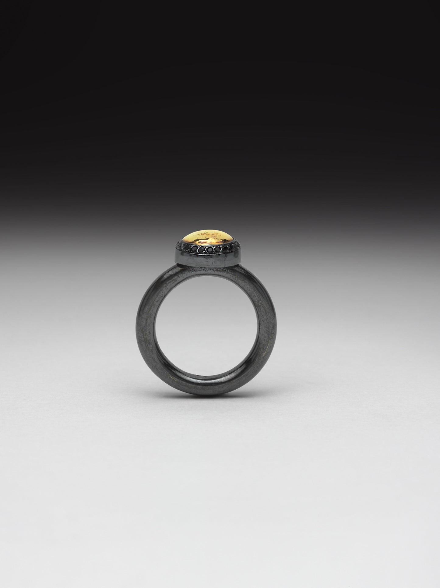 Oxidized Gold Pearl Ring