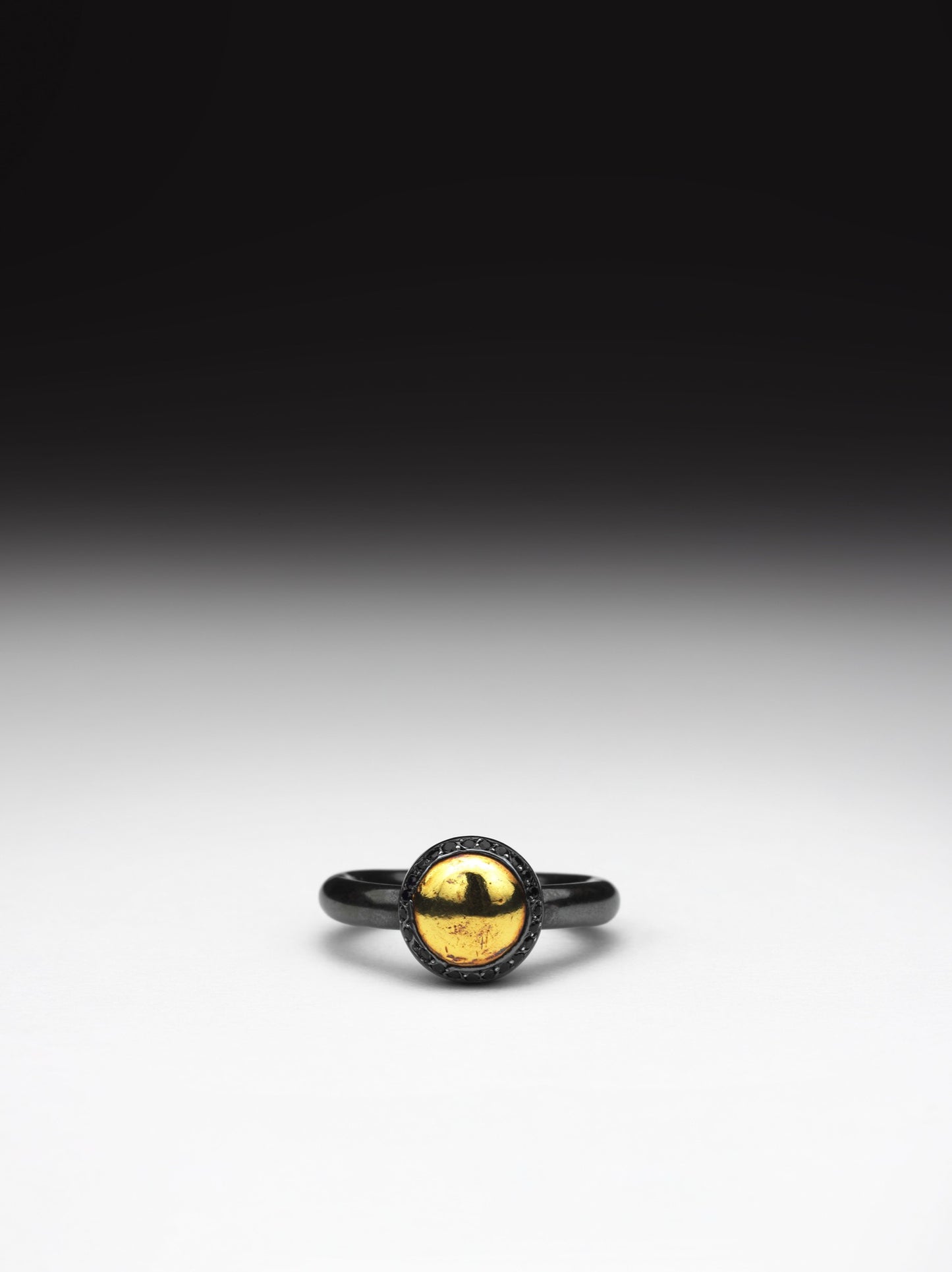 Oxidized Gold Pearl Ring
