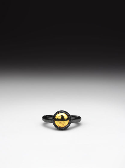 Oxidized Gold Pearl Ring