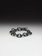 Oxidized Chunky Silver Bracelet with Gold Link