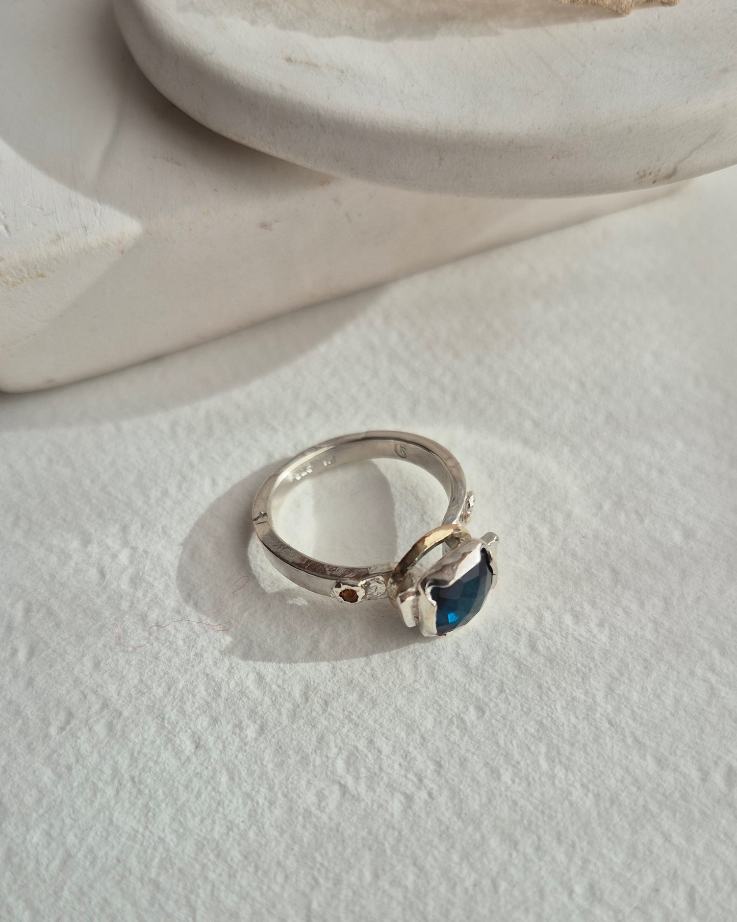 Cushion Quartz & Sapphire Ring