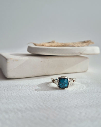 Cushion Quartz & Sapphire Ring