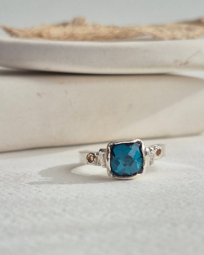 Cushion Quartz & Sapphire Ring