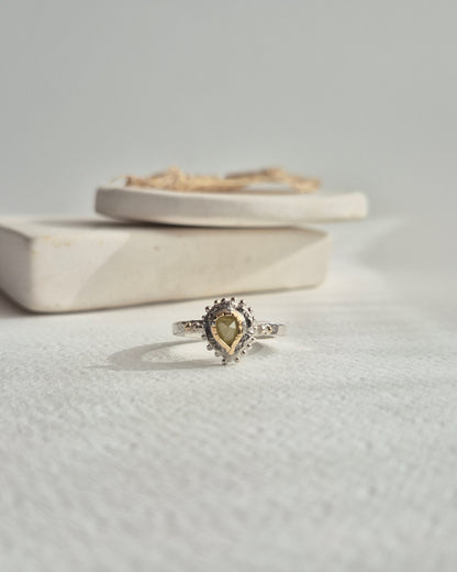 Yellow Diamond Pear Ring