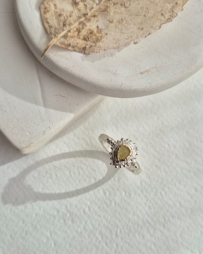 Yellow Diamond Pear Ring