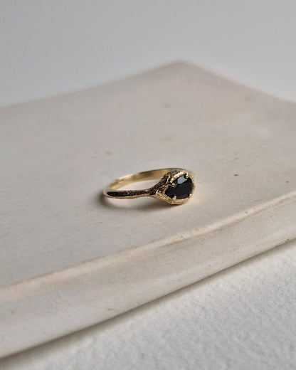 Dusted Pear Black Sapphire Ring