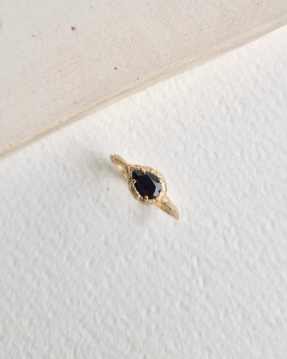 Dusted Pear Black Sapphire Ring