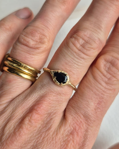 Dusted Pear Black Sapphire Ring