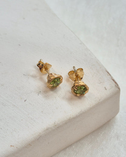 Briar Bud Studs - Gold Plated and Peridot