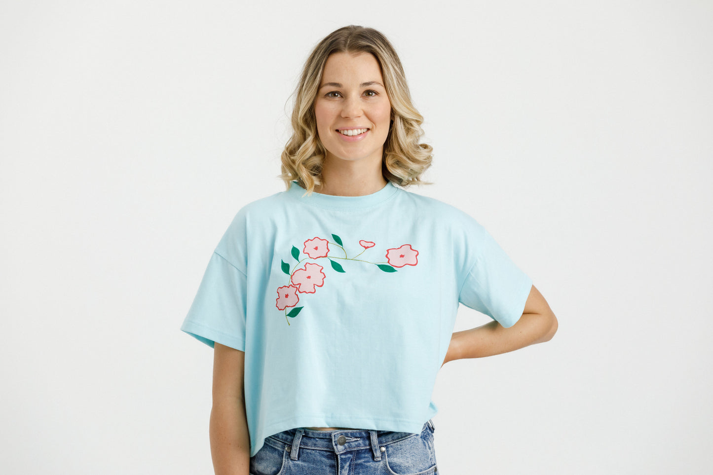 Flower Cropped T-Shirt