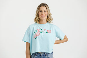 Flower Cropped T-Shirt