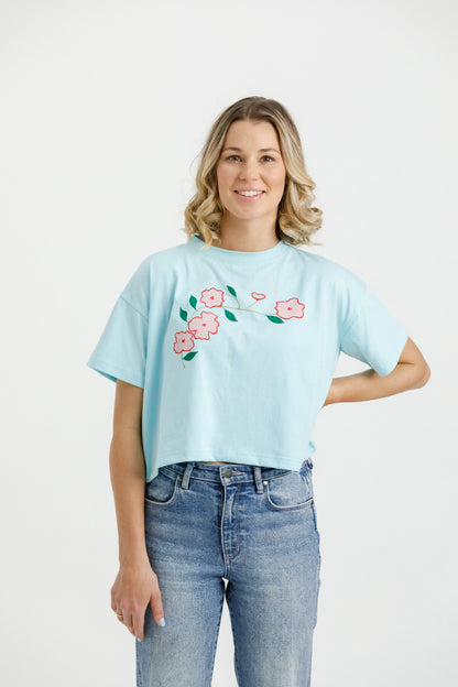 Flower Cropped T-Shirt