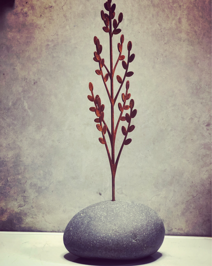 "Toitiiti" 3D Korokio botanical sculpture - Steel and Stone