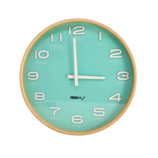Large Te Reo Maori Clock - Teal
