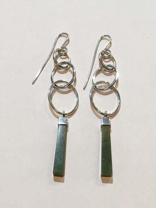 Triple Hoops with Capped Pounamu Earrings