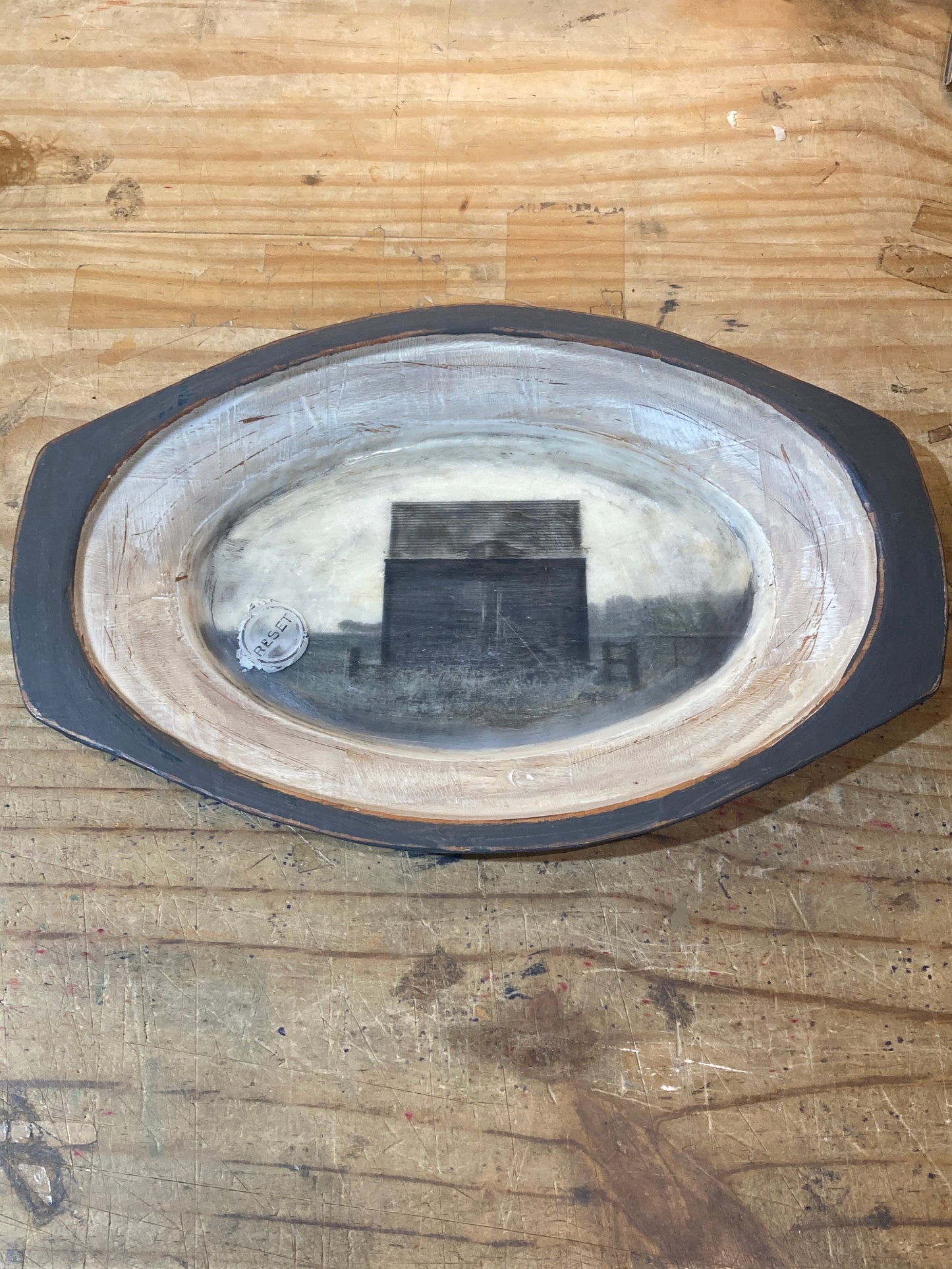 Bales in Shed - Encaustic Artwork