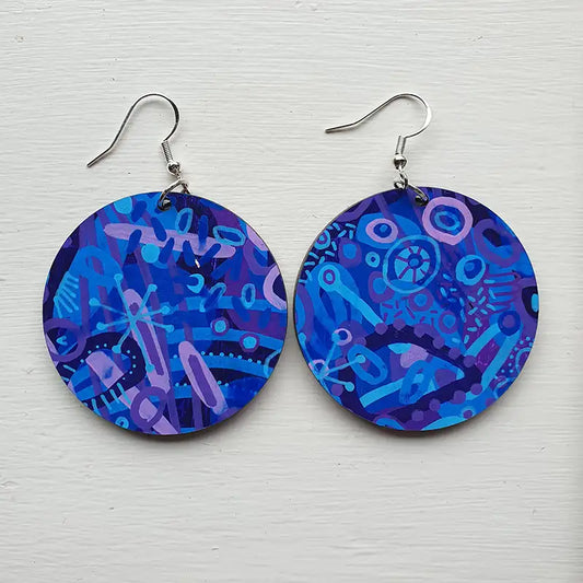 Blueberry Pop - Big Round Earrings