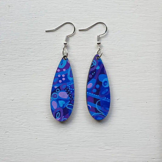 Blueberry Pop - Long Teardrop Earrings