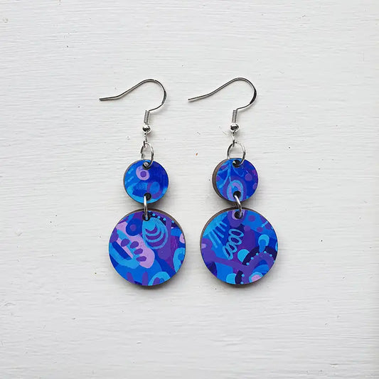 Blueberry Pop - Tiny Tops & Medium Round Earrings