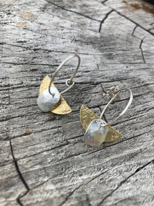 Half Moon Silver Brass Hoop Earrings