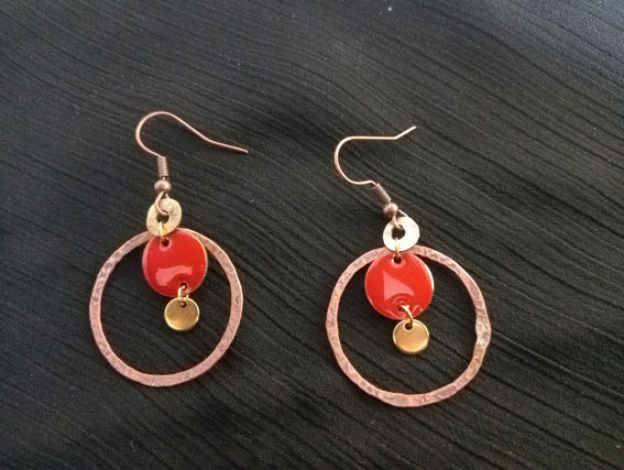 Red Enamel Earrings